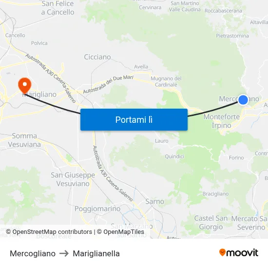 Mercogliano to Mariglianella map