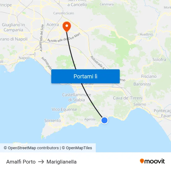 Amalfi Porto to Mariglianella map