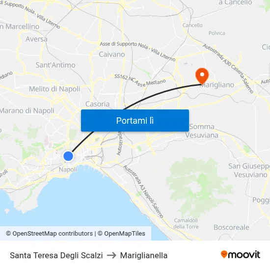 Santa Teresa Degli Scalzi to Mariglianella map