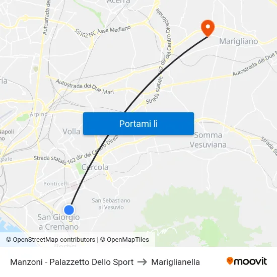 Manzoni - Palazzetto Dello Sport to Mariglianella map