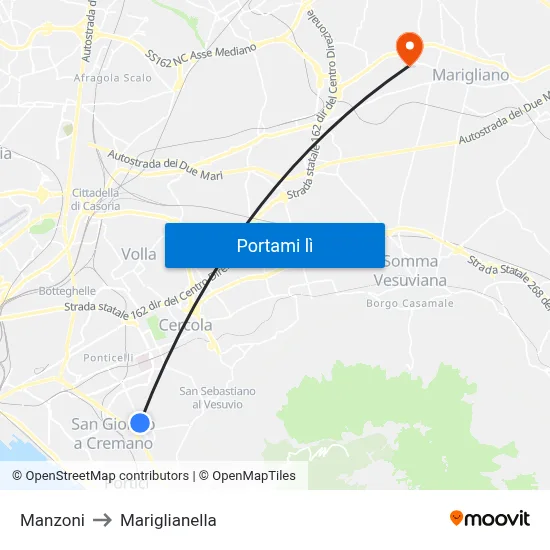Manzoni to Mariglianella map