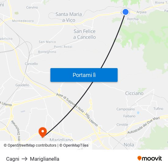 Cagni to Mariglianella map