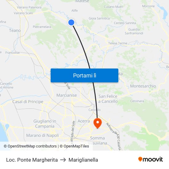 Loc. Ponte Margherita to Mariglianella map