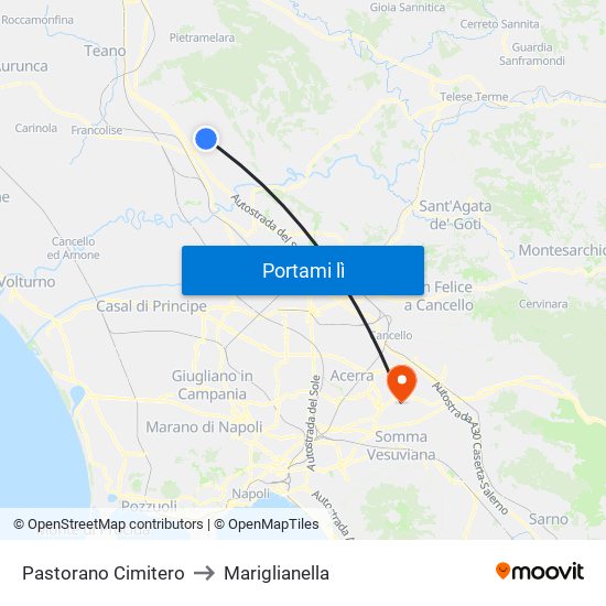 Pastorano Cimitero to Mariglianella map