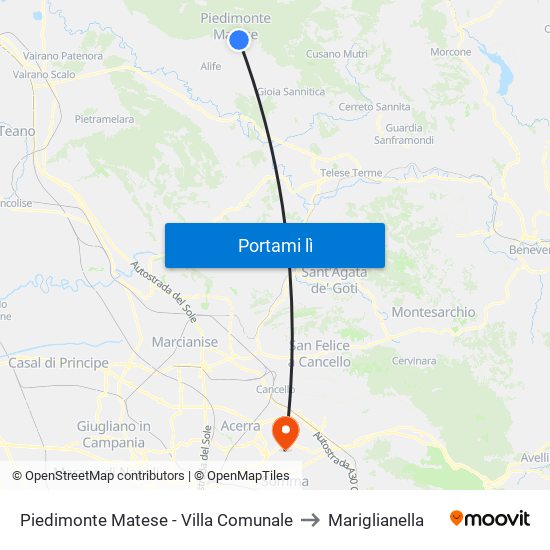 Piedimonte Matese - Villa Comunale to Mariglianella map