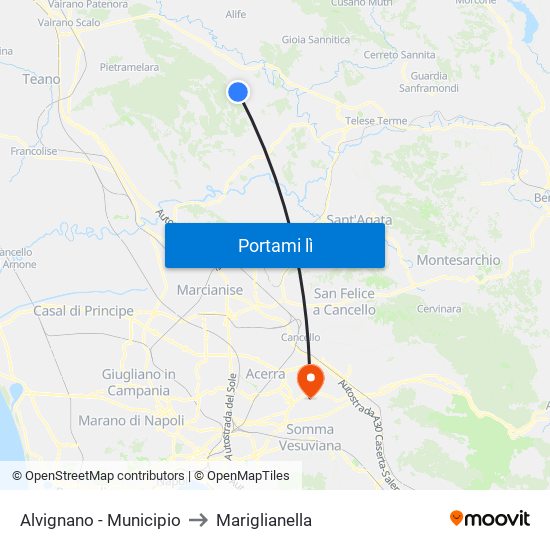 Alvignano - Municipio to Mariglianella map