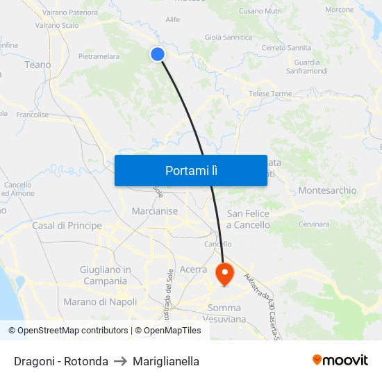 Dragoni - Rotonda to Mariglianella map