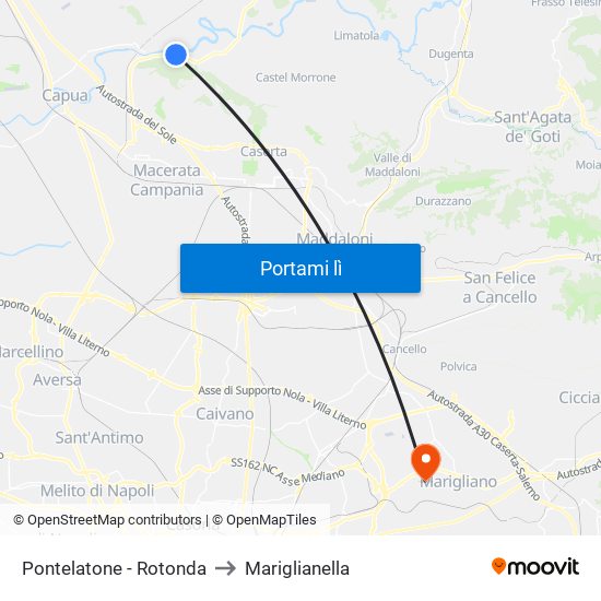 Pontelatone - Rotonda to Mariglianella map