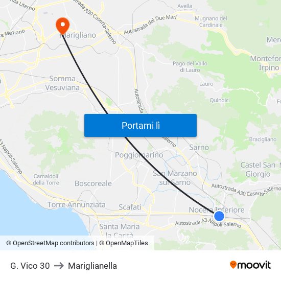 G. Vico 30 to Mariglianella map