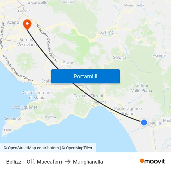 Bellizzi - Off. Maccaferri to Mariglianella map