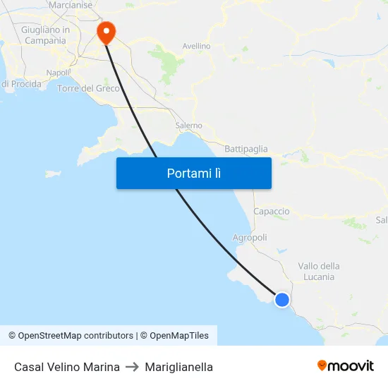 Casal Velino Marina to Mariglianella map