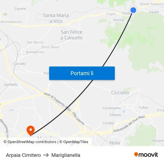 Arpaia Cimitero to Mariglianella map