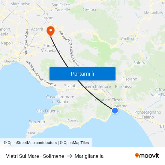 Vietri Sul Mare - Solimene to Mariglianella map