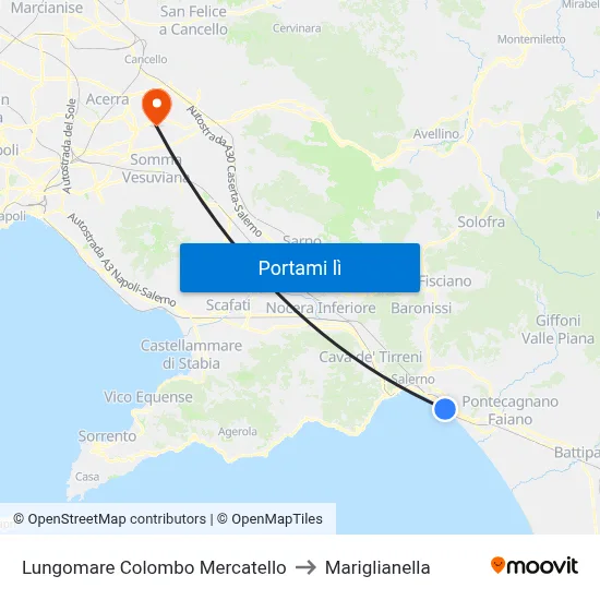 Lungomare Colombo Mercatello to Mariglianella map