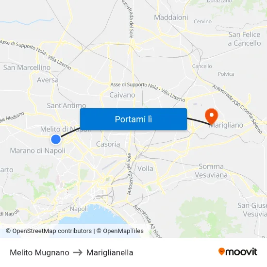 Melito Mugnano to Mariglianella map