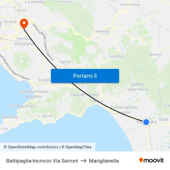 Battipaglia-Incrocio Via Serroni to Mariglianella map