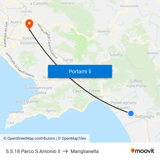 S.S.18 Parco S.Antonio II to Mariglianella map
