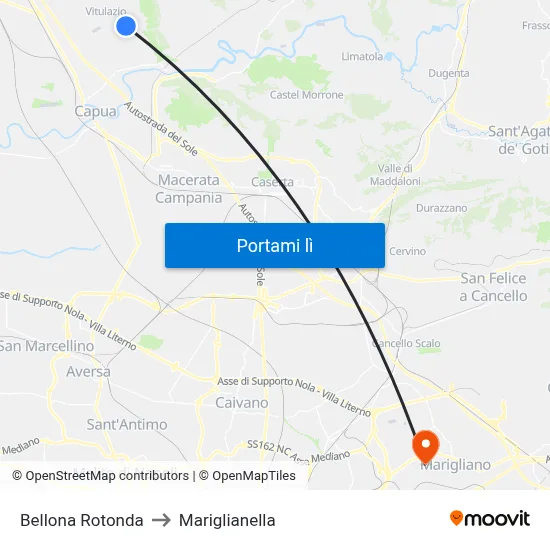 Bellona Rotonda to Mariglianella map