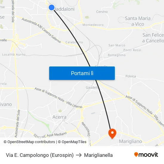 Via E. Campolongo (Eurospin) to Mariglianella map