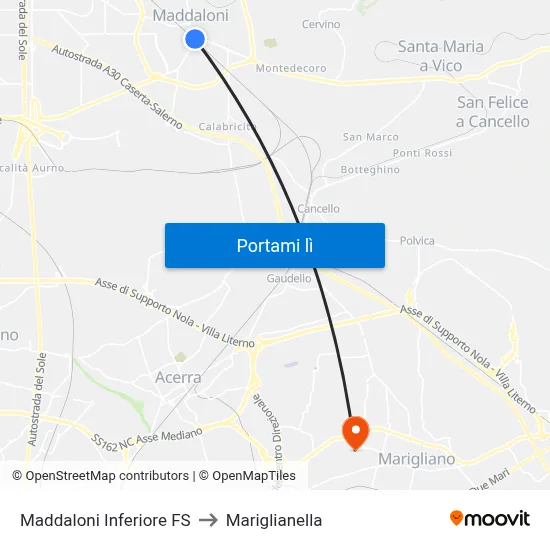 Maddaloni Inferiore FS to Mariglianella map