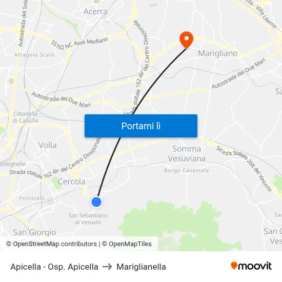 Apicella - Osp. Apicella to Mariglianella map
