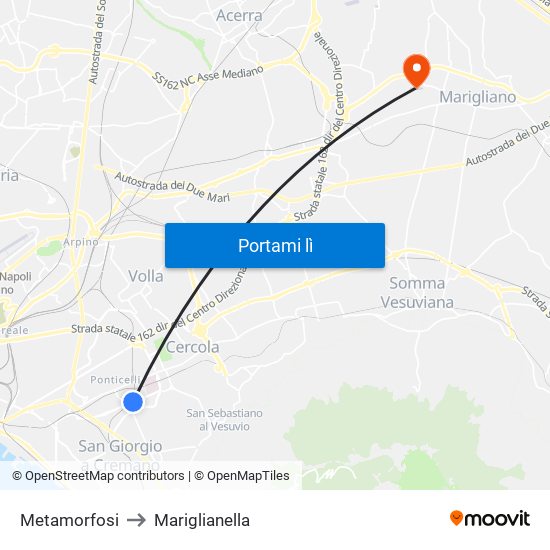 Metamorfosi to Mariglianella map