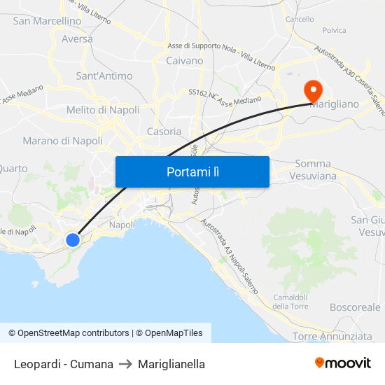 Leopardi - Cumana to Mariglianella map