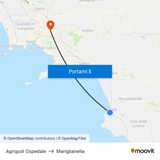 Agropoli Ospedale to Mariglianella map