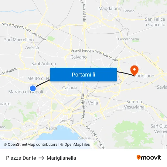 Piazza Dante to Mariglianella map