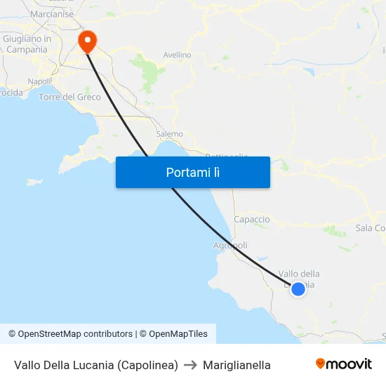 Vallo Della Lucania (Capolinea) to Mariglianella map