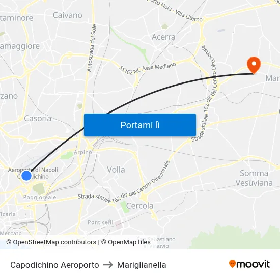 Capodichino Aeroporto to Mariglianella map