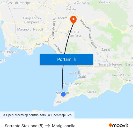 Sorrento Stazione (5) to Mariglianella map