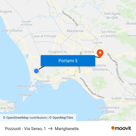 Pozzuoli - Via Serao, 1 to Mariglianella map