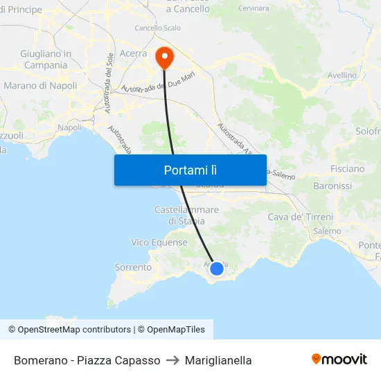 Bomerano - Piazza Capasso to Mariglianella map
