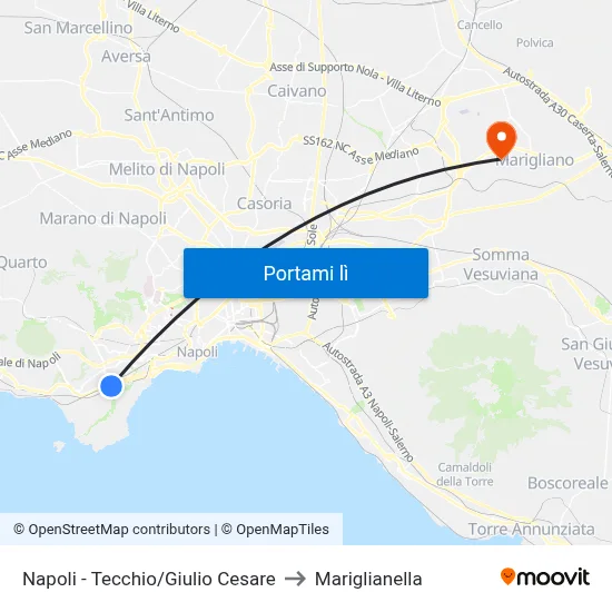 Napoli - Tecchio/Giulio Cesare to Mariglianella map