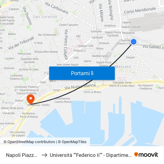 Napoli Piazza Garibaldi to Università ""Federico Ii"" - Dipartimento Di Giurisprudenza map