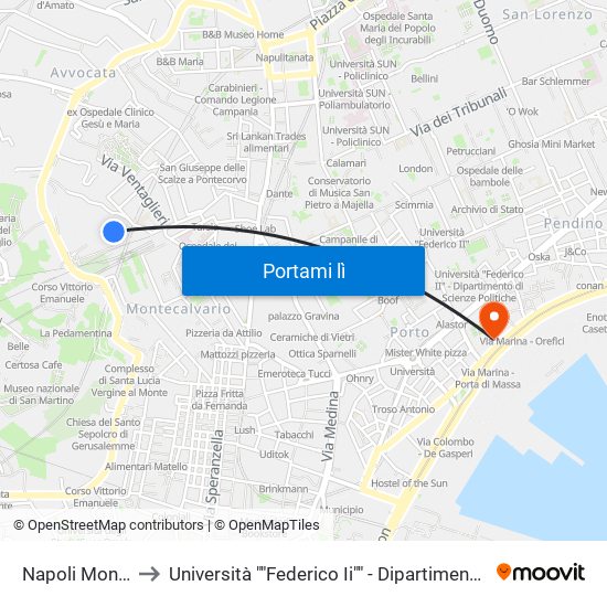 Napoli Montesanto to Università ""Federico Ii"" - Dipartimento Di Giurisprudenza map
