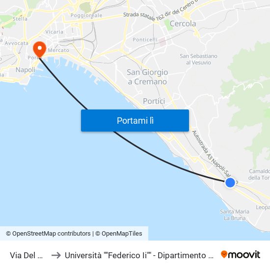 Via Del Monte to Università ""Federico Ii"" - Dipartimento Di Giurisprudenza map