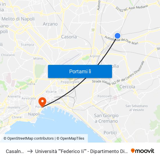 Casalnuovo to Università ""Federico Ii"" - Dipartimento Di Giurisprudenza map