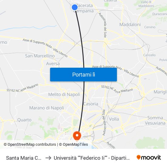Santa Maria Capua Vetere to Università ""Federico Ii"" - Dipartimento Di Giurisprudenza map
