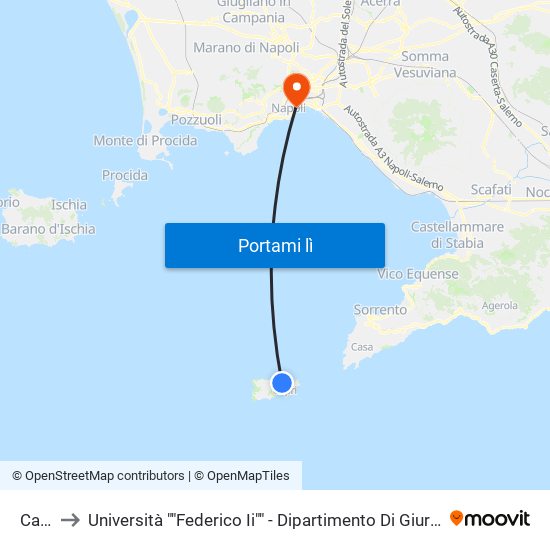 Capri to Università ""Federico Ii"" - Dipartimento Di Giurisprudenza map