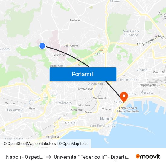 Napoli - Ospedale Monaldi to Università ""Federico Ii"" - Dipartimento Di Giurisprudenza map