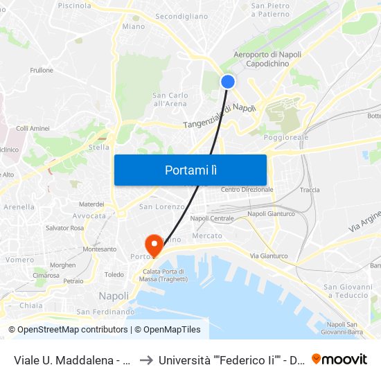 Viale U. Maddalena - Rif. Caserma Aeronautica to Università ""Federico Ii"" - Dipartimento Di Giurisprudenza map