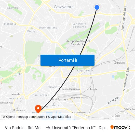 Via Padula - Rif. Mercato Ortofrutticolo to Università ""Federico Ii"" - Dipartimento Di Giurisprudenza map