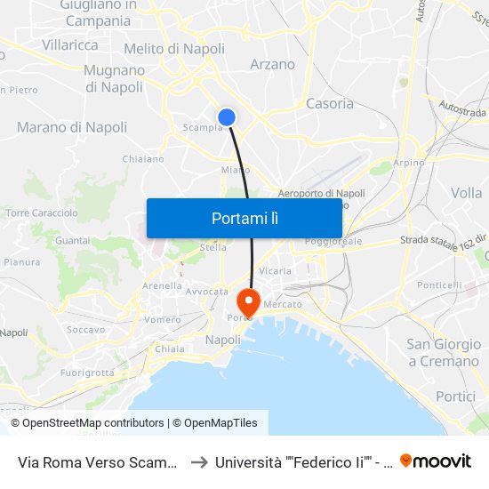 Via Roma Verso Scampia - Rif. Di Fronte Civico N° 56 to Università ""Federico Ii"" - Dipartimento Di Giurisprudenza map