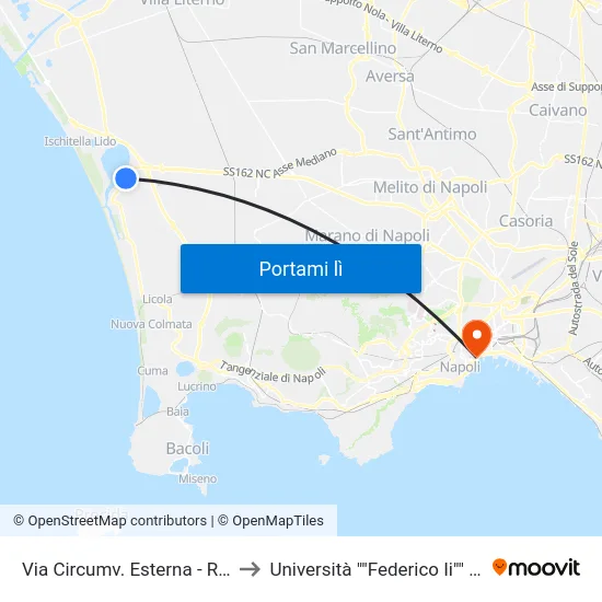 Via Circumv. Esterna - Rif. Dopo Hotel Rist. Garden Park to Università ""Federico Ii"" - Dipartimento Di Giurisprudenza map