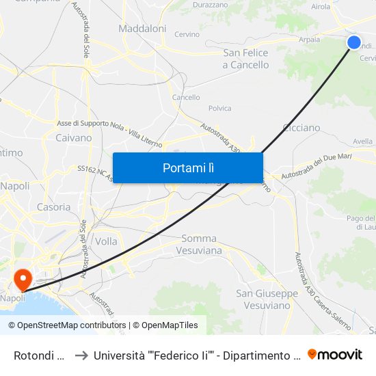 Rotondi Paolisi to Università ""Federico Ii"" - Dipartimento Di Giurisprudenza map