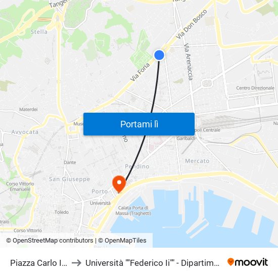 Piazza Carlo III - Alifana to Università ""Federico Ii"" - Dipartimento Di Giurisprudenza map