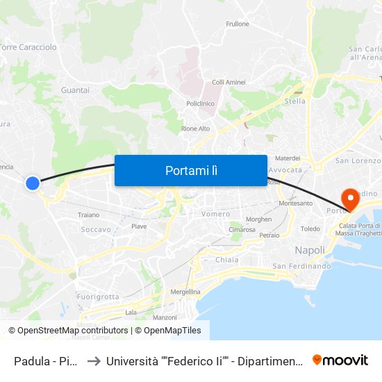 Padula - Pignatiello to Università ""Federico Ii"" - Dipartimento Di Giurisprudenza map