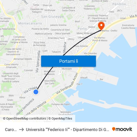 Carolina to Università ""Federico Ii"" - Dipartimento Di Giurisprudenza map